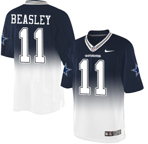 Nike Cowboys #11 Cole Beasley Navy Blue/White Men's Stitched NFL Elite Fadeaway Fashion Jersey - Click Image to Close
